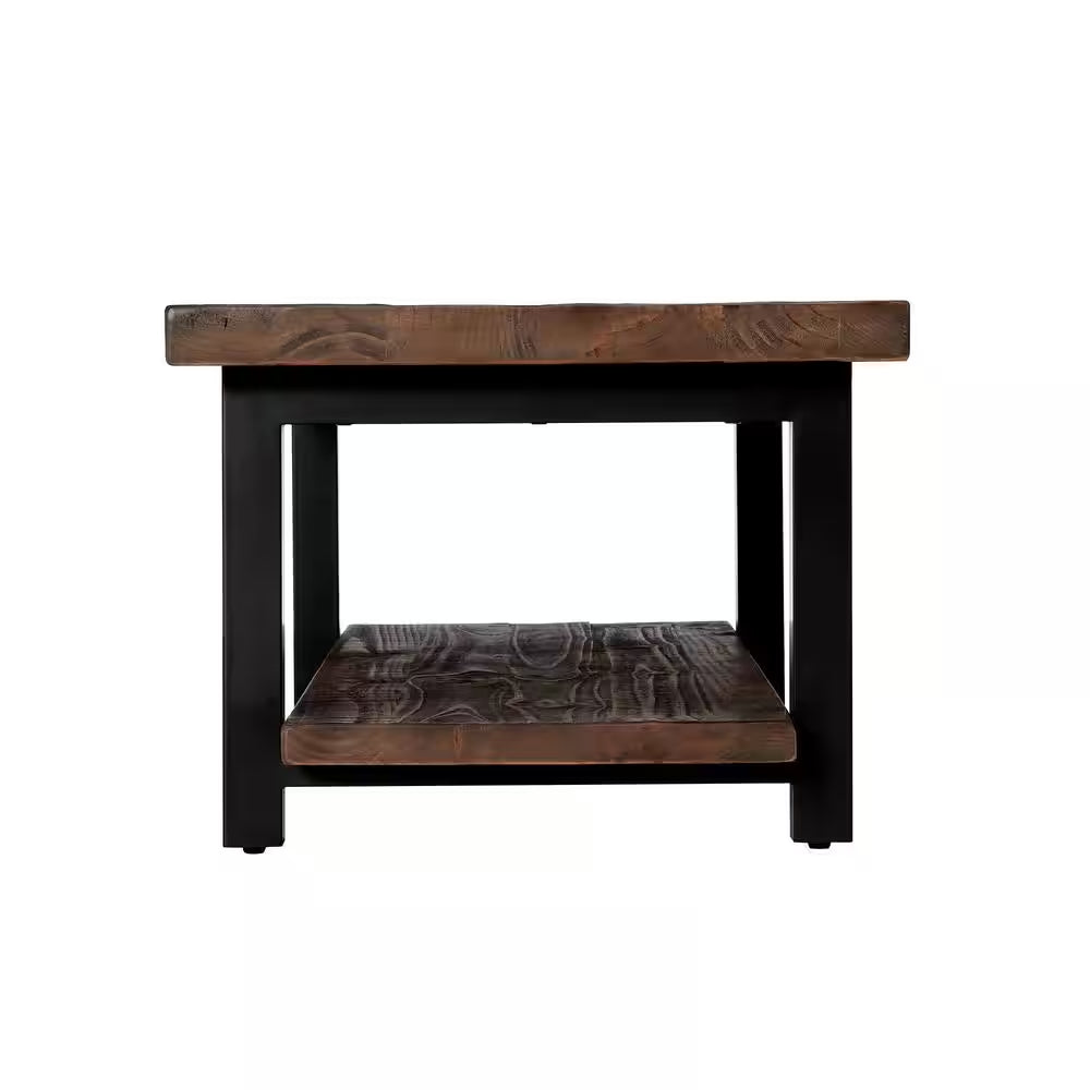 Pomona 42 In. Rustic/Natural Rectangle Wood Top Coffee Table with Shelf