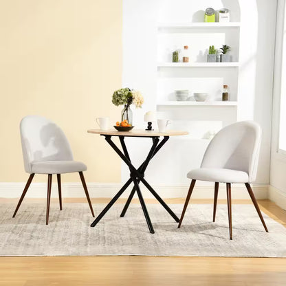 Zomba HB Farmhouse Beige Boucle Side Chairs with High Back, Walnut Legs, Easy Assembly for Stylish Comfort (Set of 2)