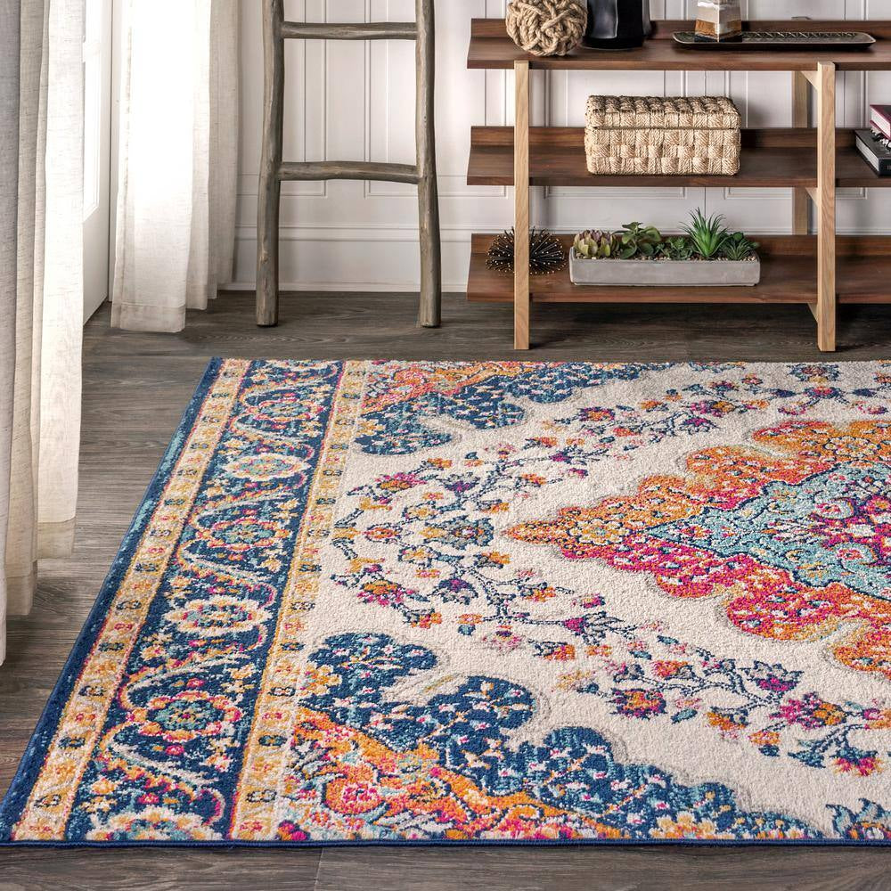 Bohemian FLAIR Boho Vintage Medallion Blue/Multi 2 Ft. X 8 Ft. Runner Rug