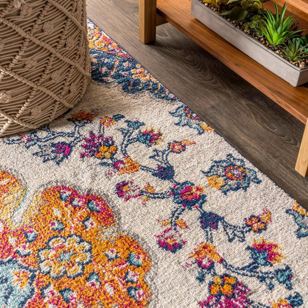Bohemian FLAIR Boho Vintage Medallion Blue/Multi 2 Ft. X 8 Ft. Runner Rug
