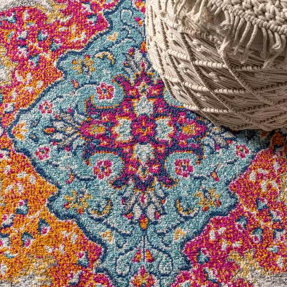 Bohemian FLAIR Boho Vintage Medallion Blue/Multi 2 Ft. X 8 Ft. Runner Rug