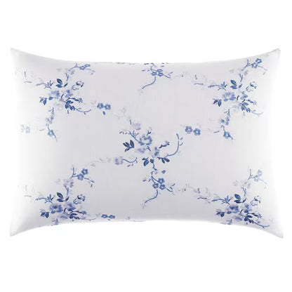 Charlotte Blue/White Floral Cotton Blend 14 In. X 20 In. Throw Pillow