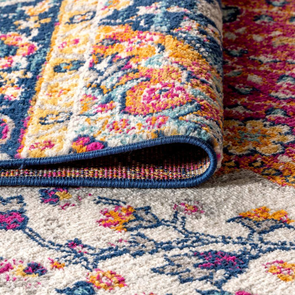 Bohemian FLAIR Boho Vintage Medallion Blue/Multi 2 Ft. X 8 Ft. Runner Rug