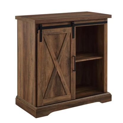 32 In. Rustic Oak Rustic Farmhouse Sliding Barn Door Rustic Accent Cabinet