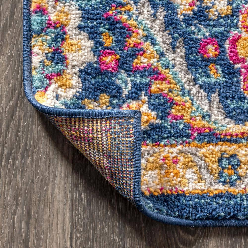 Bohemian FLAIR Boho Vintage Medallion Blue/Multi 2 Ft. X 8 Ft. Runner Rug