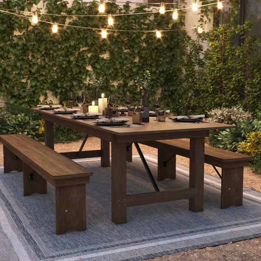 Hercules Series 9 Ft. X 40 In. Rustic Solid Pine Folding Dining Table, Rectangular Farmhouse Dining and Event Table