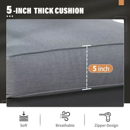 Grey 5-Piece Aluminum Patio Conversation Set with Dark Grey Cushions