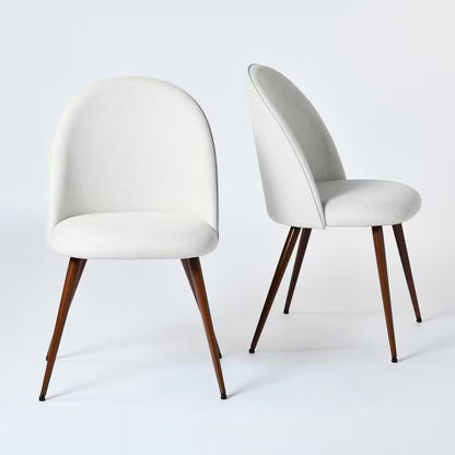 Zomba HB Farmhouse Beige Boucle Side Chairs with High Back, Walnut Legs, Easy Assembly for Stylish Comfort (Set of 2)