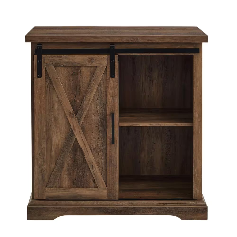 32 In. Rustic Oak Rustic Farmhouse Sliding Barn Door Rustic Accent Cabinet