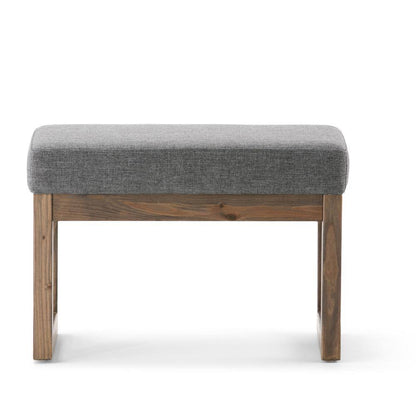 Milltown 27 In. Wide Contemporary Rectangle Footstool Ottoman Bench in Grey Linen Look Fabric, Assembled