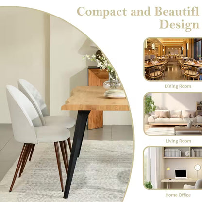 Zomba HB Farmhouse Beige Boucle Side Chairs with High Back, Walnut Legs, Easy Assembly for Stylish Comfort (Set of 2)