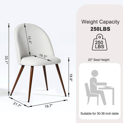 Zomba HB Farmhouse Beige Boucle Side Chairs with High Back, Walnut Legs, Easy Assembly for Stylish Comfort (Set of 2)