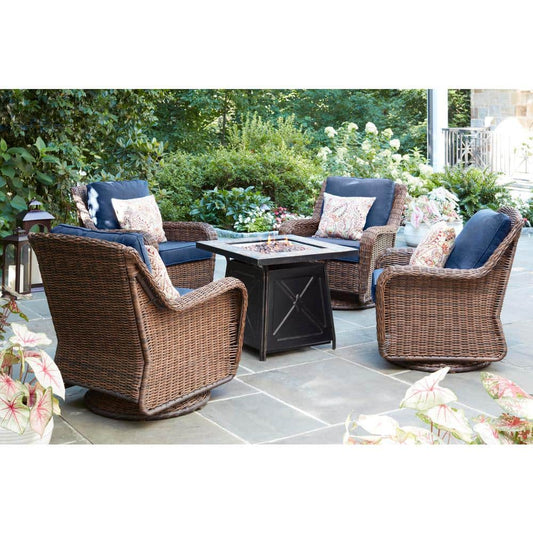 Crossridge 30.00 In. W 50000 BTU Coating Steel Propane Outdoor Fire Pit Table with Lava Rocks and Screen