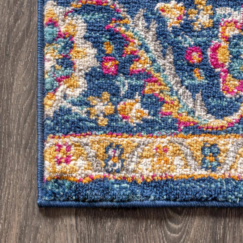 Bohemian FLAIR Boho Vintage Medallion Blue/Multi 2 Ft. X 8 Ft. Runner Rug