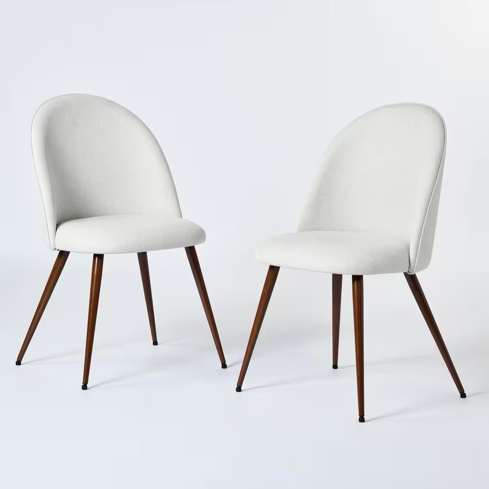 Zomba HB Farmhouse Beige Boucle Side Chairs with High Back, Walnut Legs, Easy Assembly for Stylish Comfort (Set of 2)