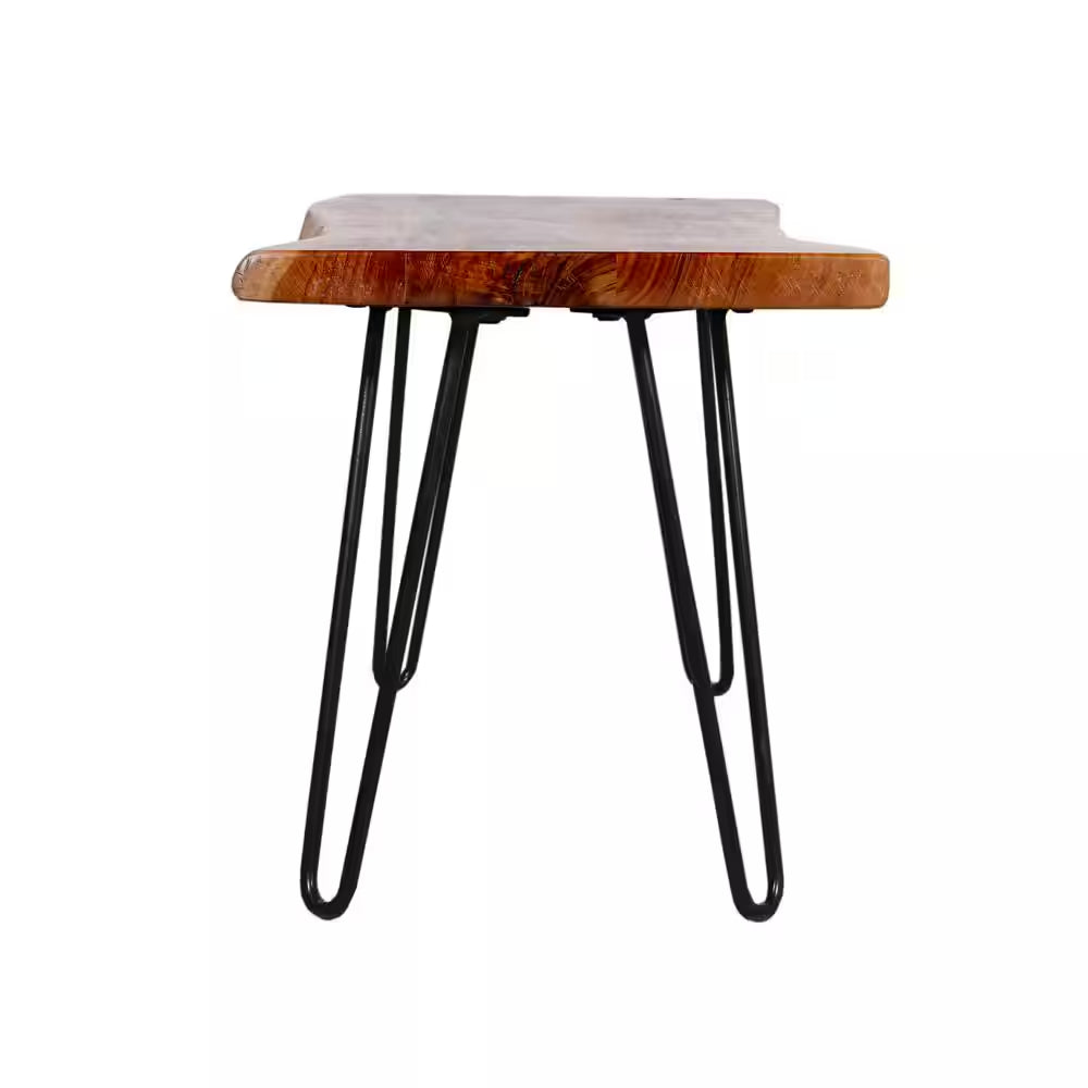 Hairpin 36 In. Brown Natural Live Edge Wood with Metal Dining Bench