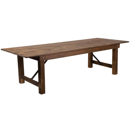 Hercules Series 9 Ft. X 40 In. Rustic Solid Pine Folding Dining Table, Rectangular Farmhouse Dining and Event Table