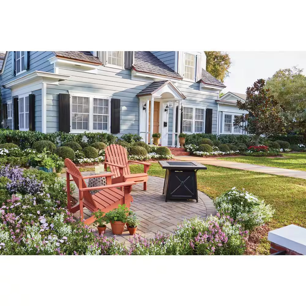 Crossridge 30.00 In. W 50000 BTU Coating Steel Propane Outdoor Fire Pit Table with Lava Rocks and Screen