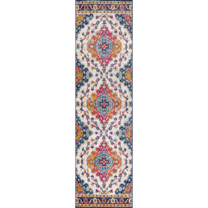 Bohemian FLAIR Boho Vintage Medallion Blue/Multi 2 Ft. X 8 Ft. Runner Rug