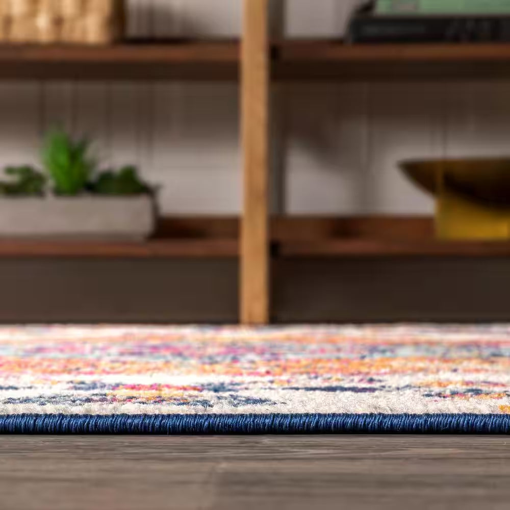 Bohemian FLAIR Boho Vintage Medallion Blue/Multi 2 Ft. X 8 Ft. Runner Rug