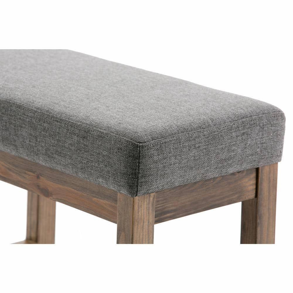 Milltown 27 In. Wide Contemporary Rectangle Footstool Ottoman Bench in Grey Linen Look Fabric, Assembled