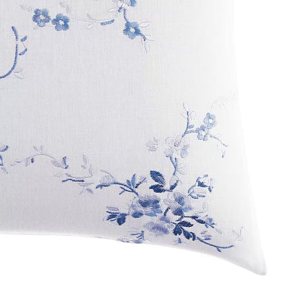Charlotte Blue/White Floral Cotton Blend 14 In. X 20 In. Throw Pillow