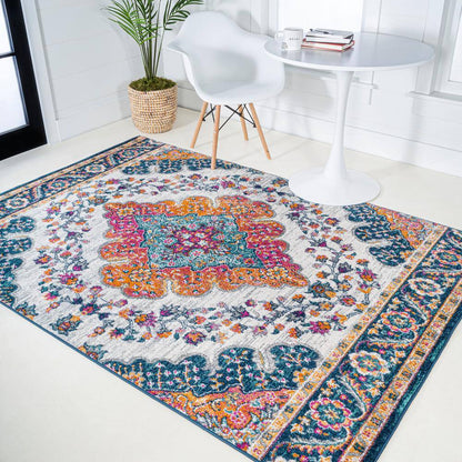 Bohemian FLAIR Boho Vintage Medallion Blue/Multi 2 Ft. X 8 Ft. Runner Rug