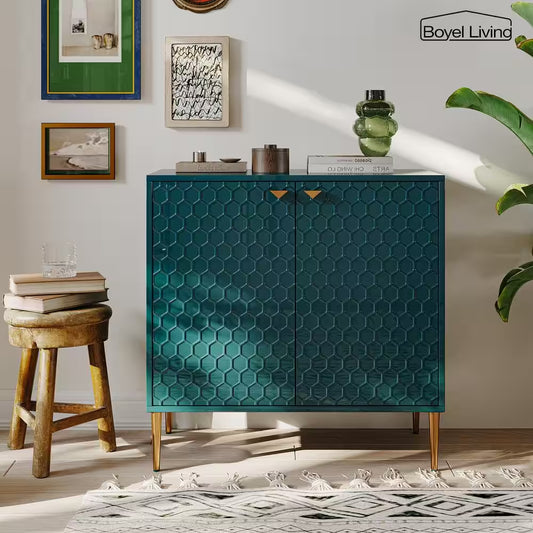 Green 32 In. H Modern Accent Cabinet with 2-Door and Adjustable Shelves