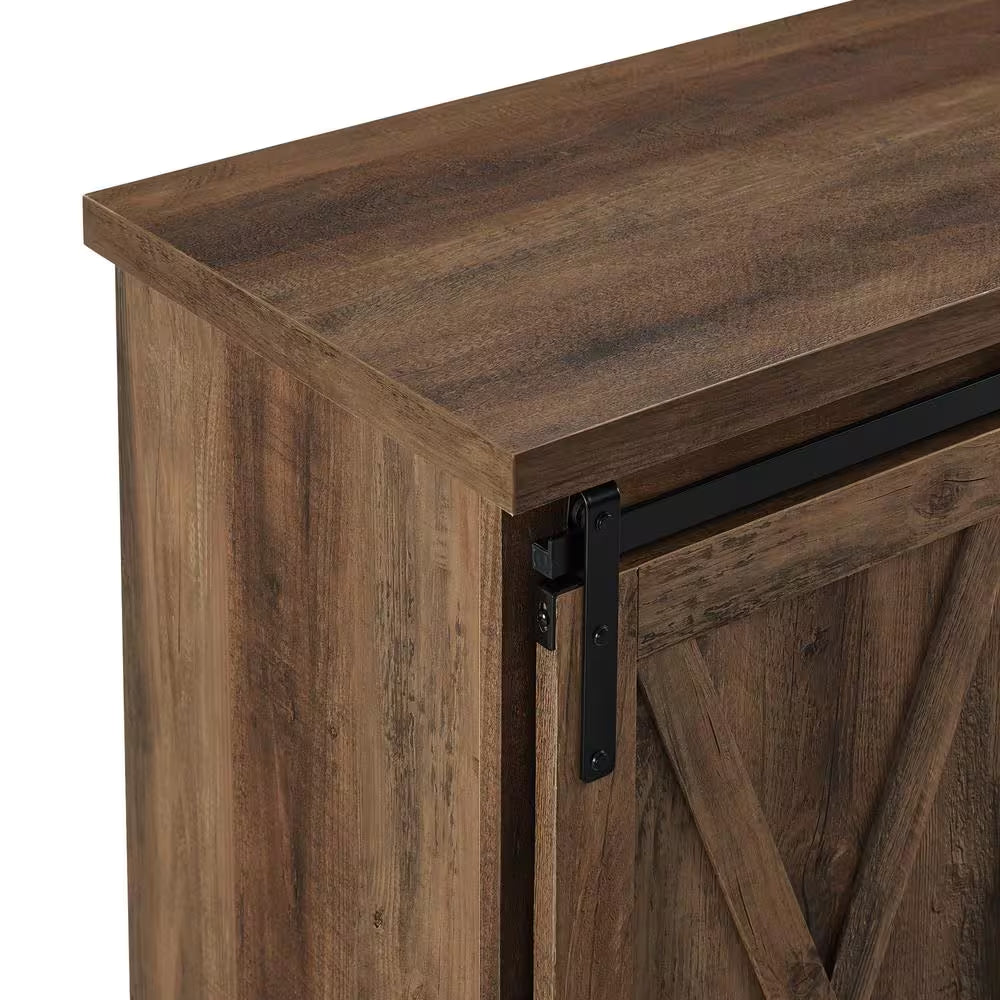 32 In. Rustic Oak Rustic Farmhouse Sliding Barn Door Rustic Accent Cabinet